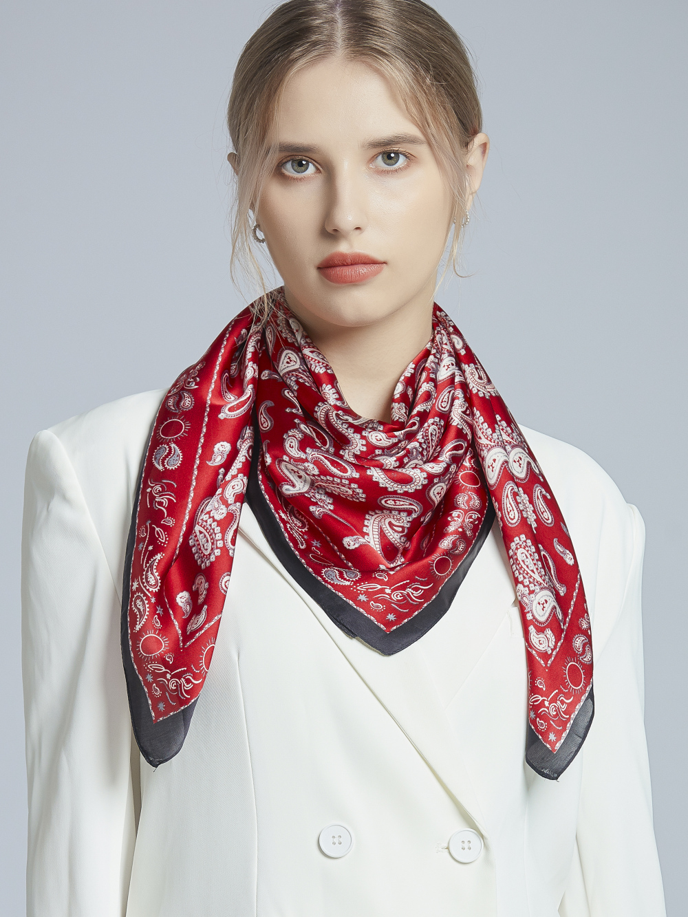 90cm satin Printed Square Scarf