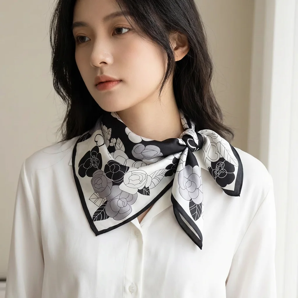 Mulberry silk printed square scarf (53×53 cm) - 图片 2