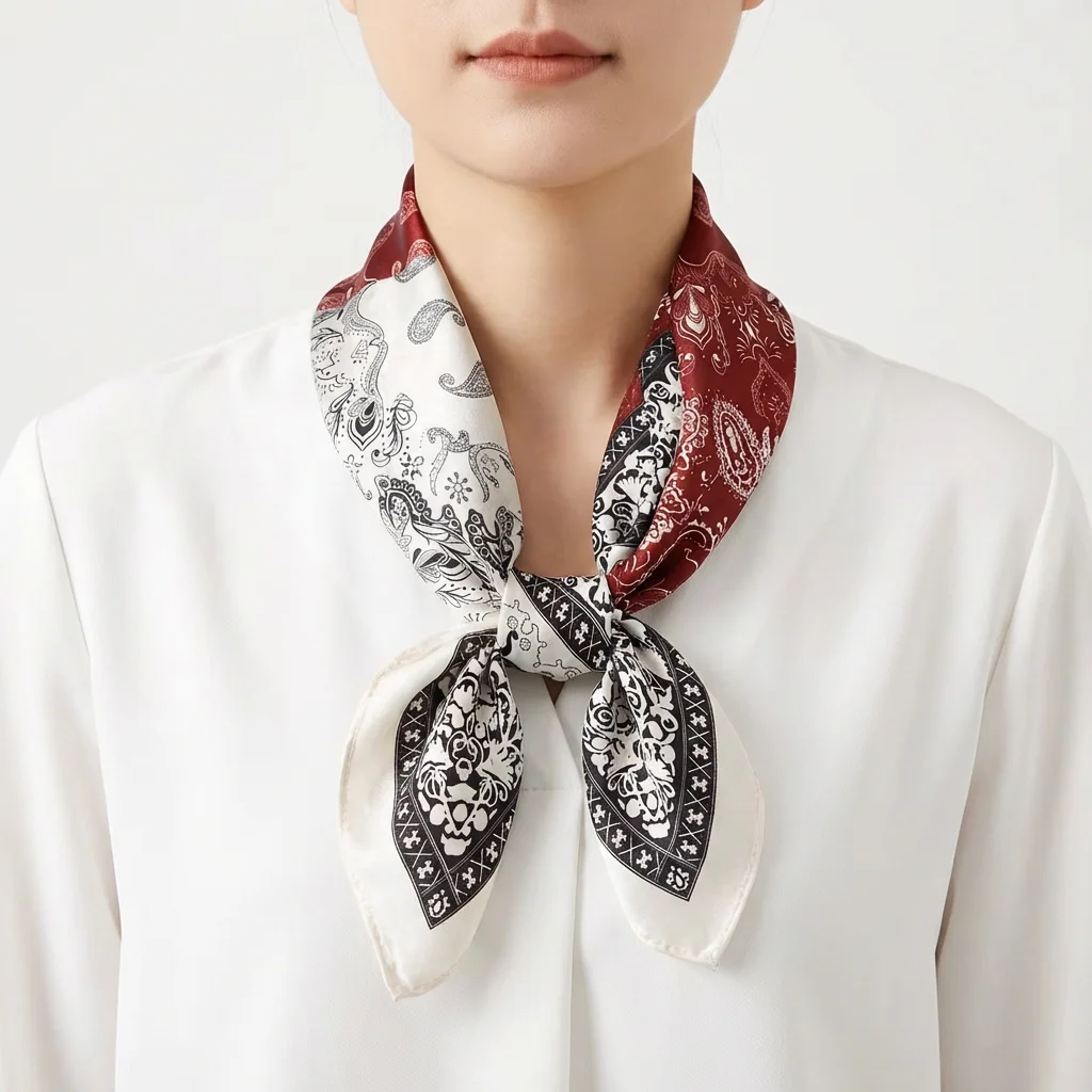 Mulberry silk printed square scarf (53×53 cm) - 图片 3