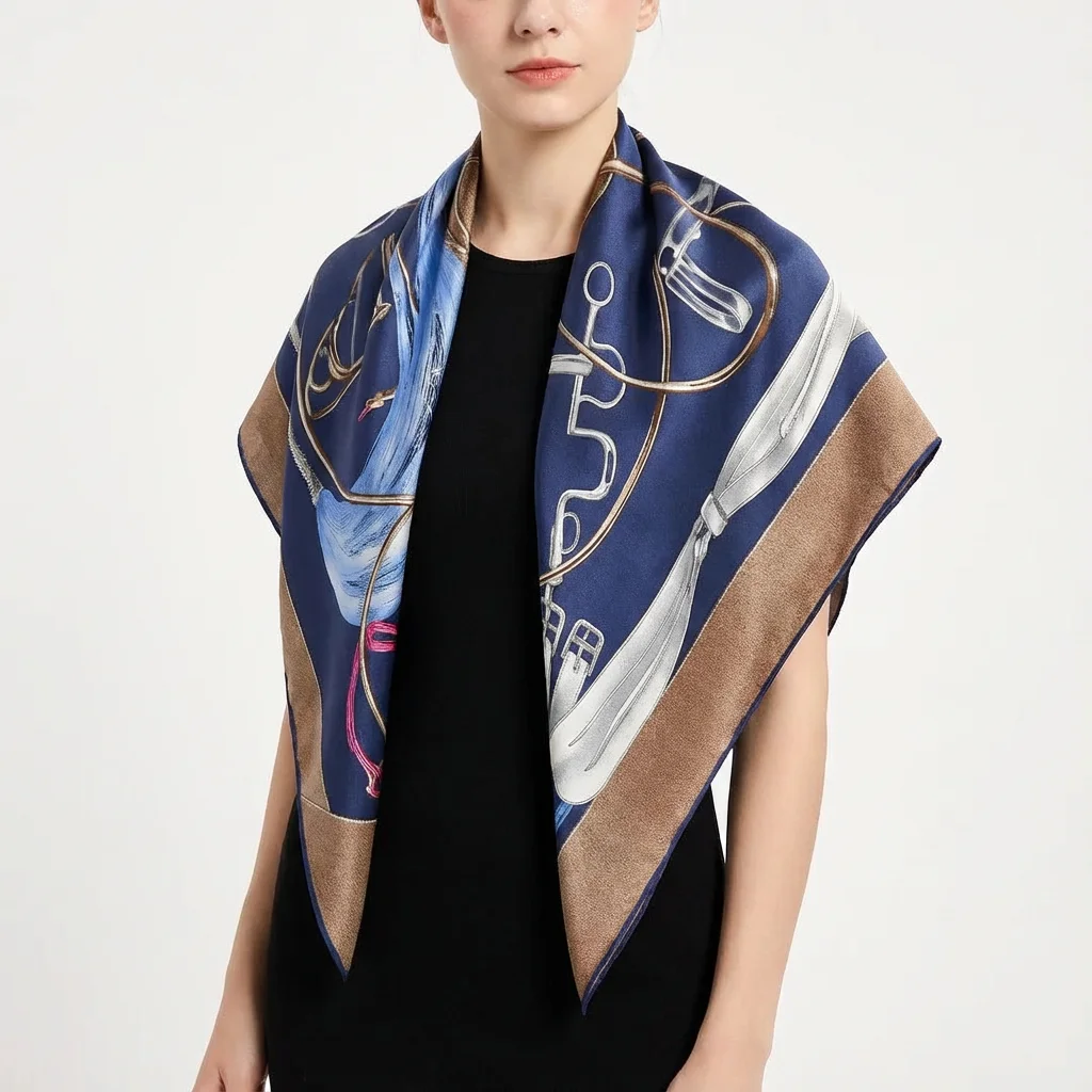 Mulberry silk printed square scarf (90×90 cm) - 图片 3