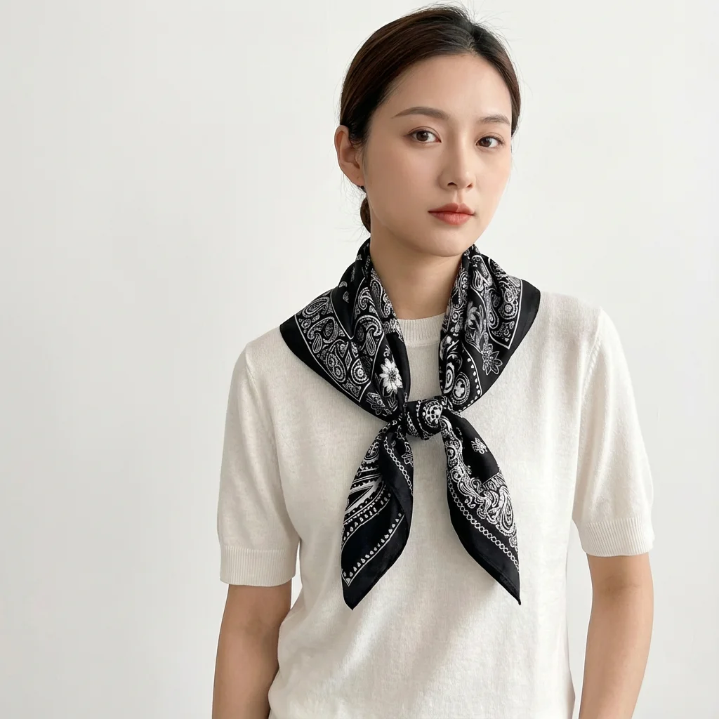 Mulberry silk printed square scarf (70×70 cm) ZSFJ-70 - 图片 2