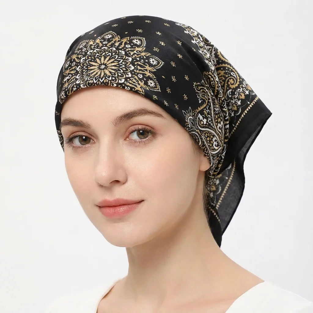 Mulberry silk printed square scarf (70×70 cm) ZSFJ-70 - 图片 4