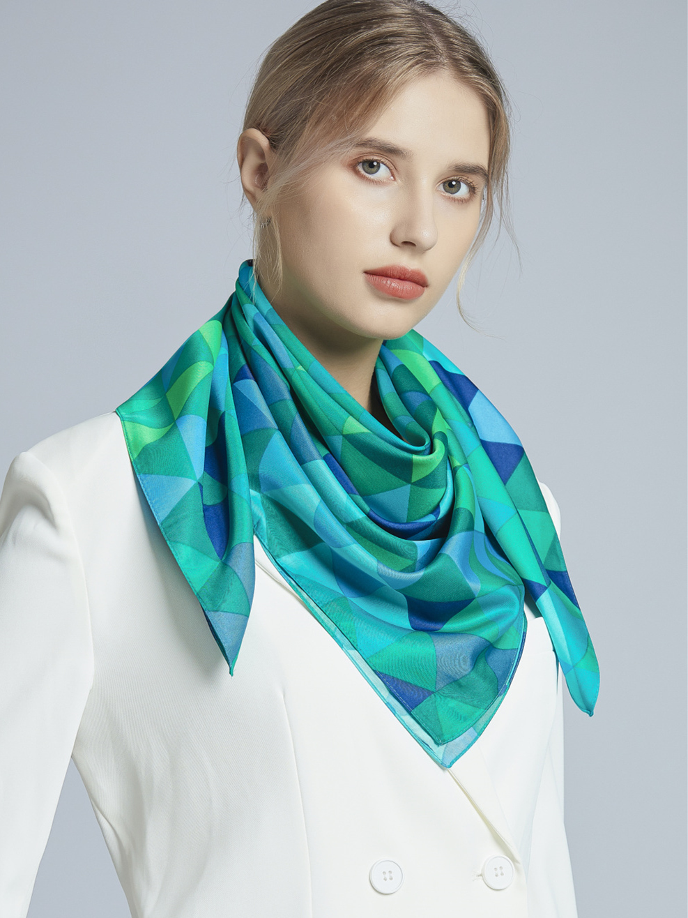 Twill Printed Square Scarf (90×90 cm) XWFJ-90 - 图片 3