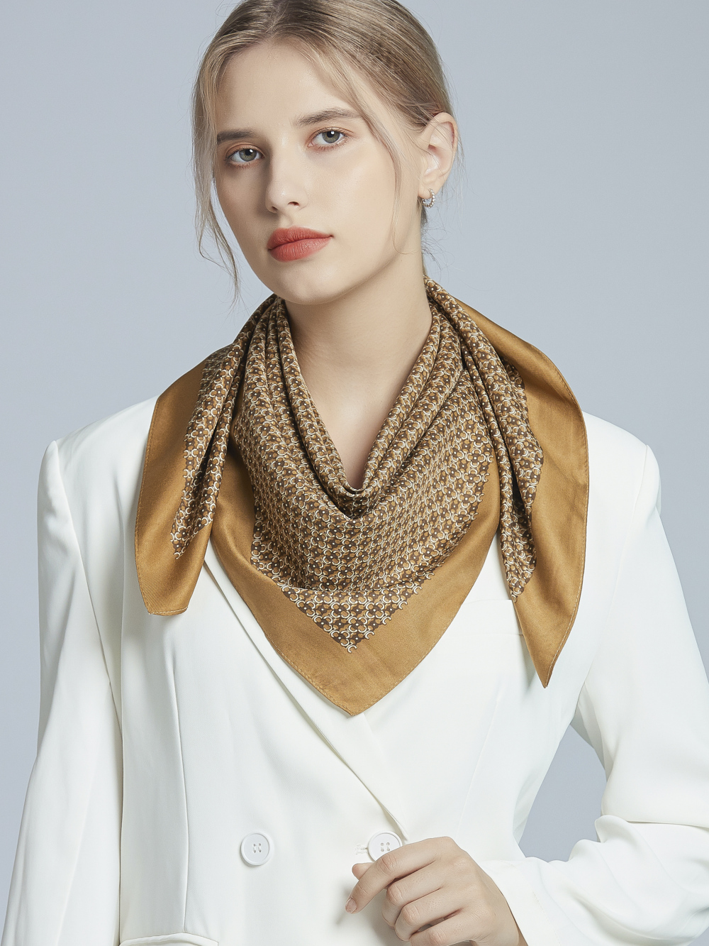 Twill Printed Square Scarf (90×90 cm) XWFJ-90 - 图片 2