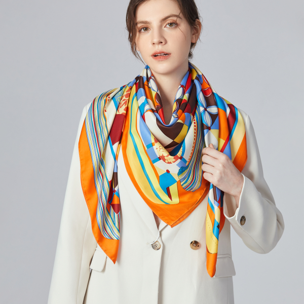 130cm Twill Printed Square Scarf