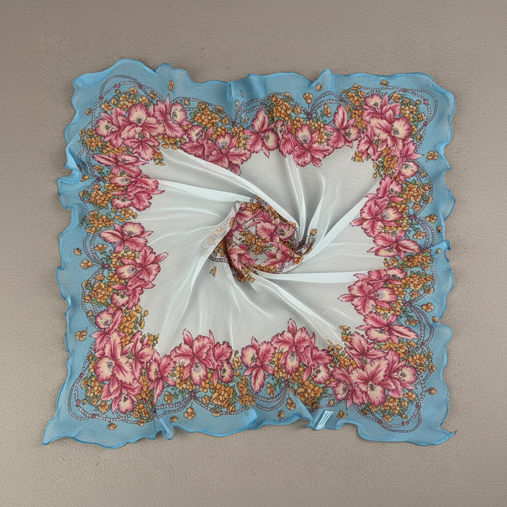 Wavy Edge Printed Georgette Square Scarf (60×60cm) - 图片 3