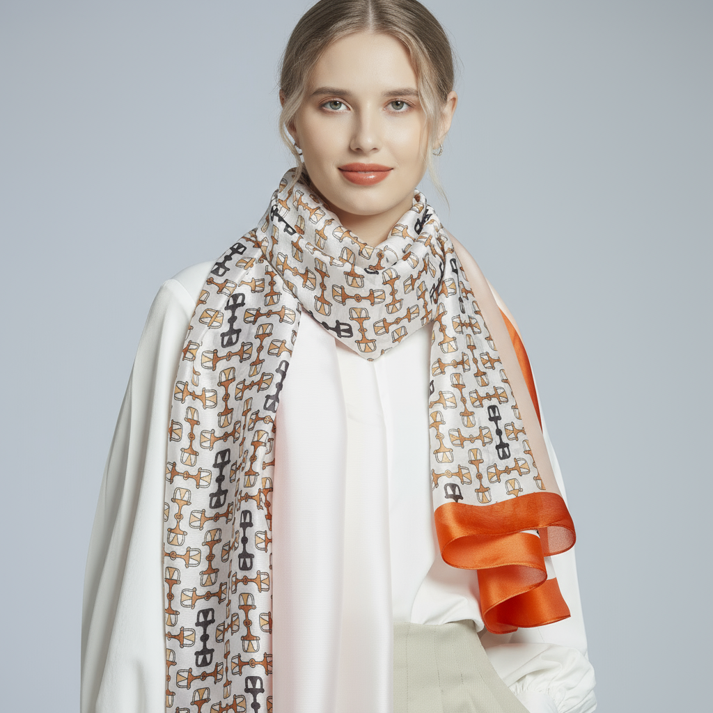 Printed satin Rectangular Scarf(90×180cm) - 图片 3