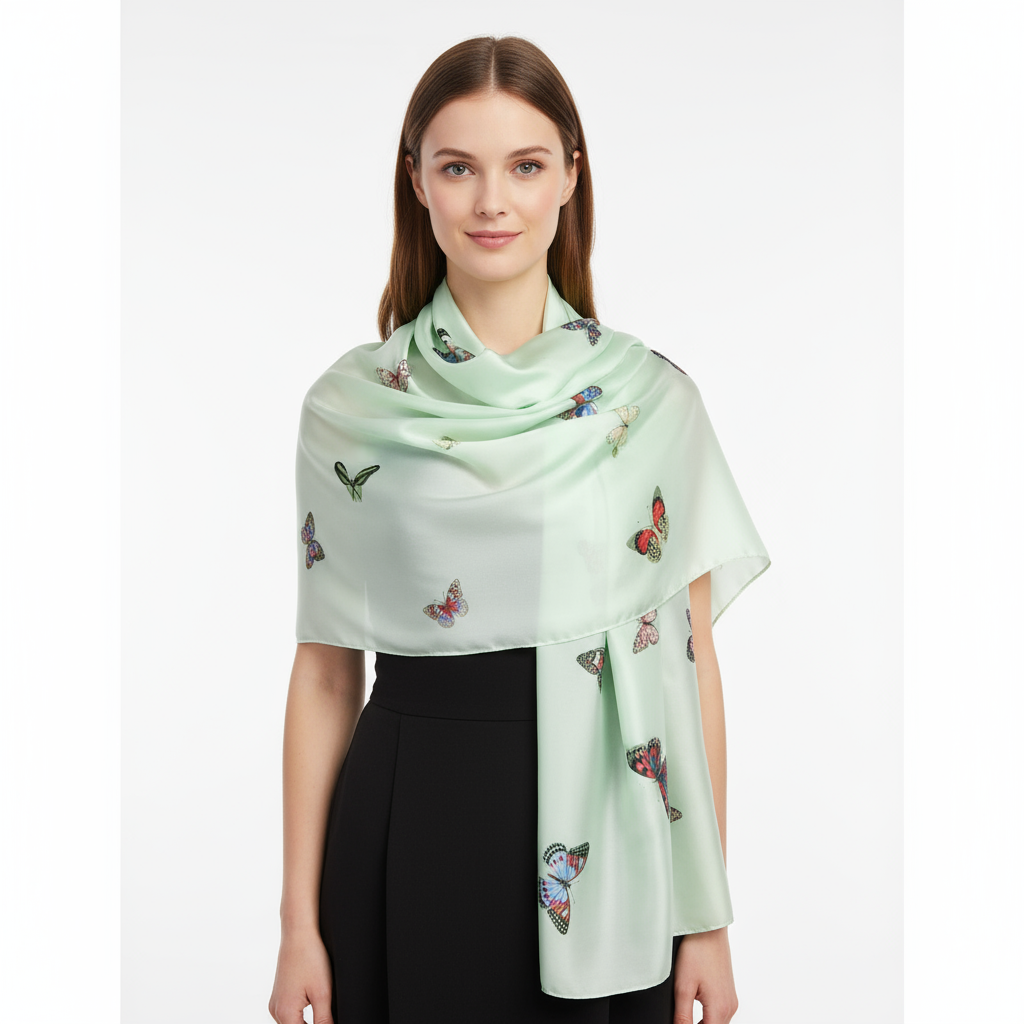 Printed satin Rectangular Scarf(90×180cm) - 图片 2