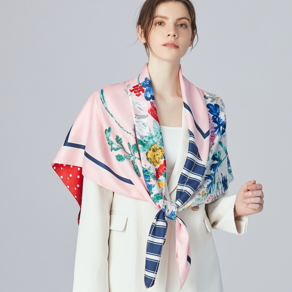 Twill Printed Square Scarf (130×130cm) - 图片 3