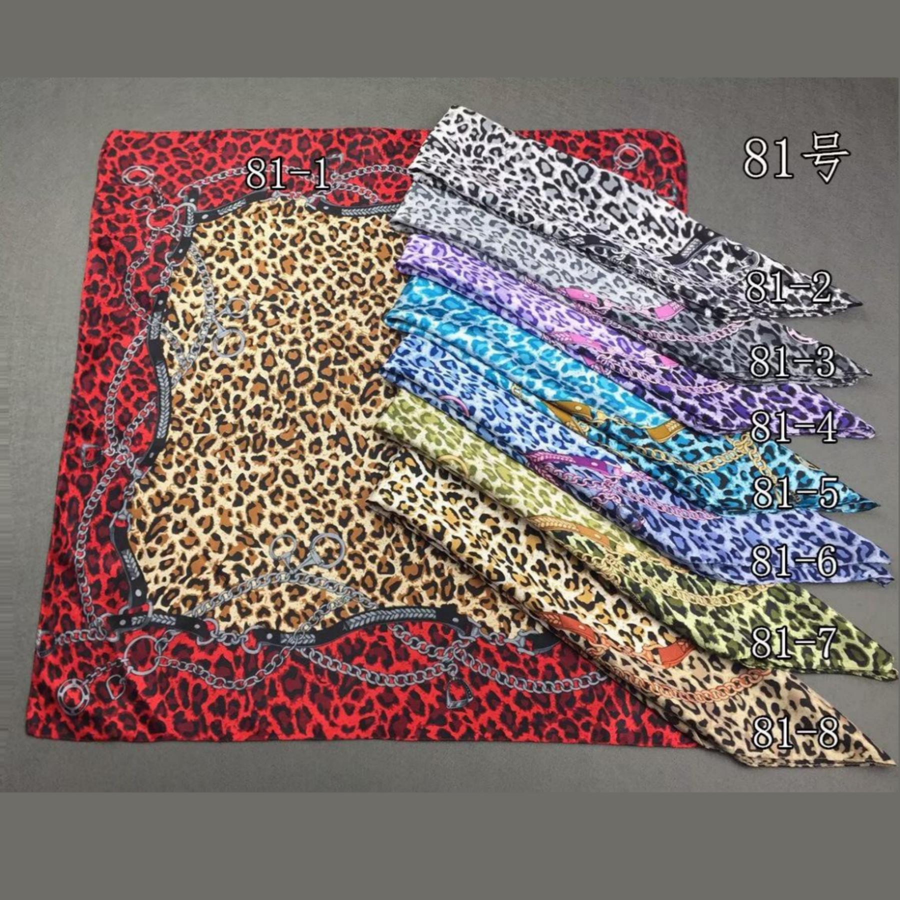 Satin printed square scarf (60×60cm) - 图片 2