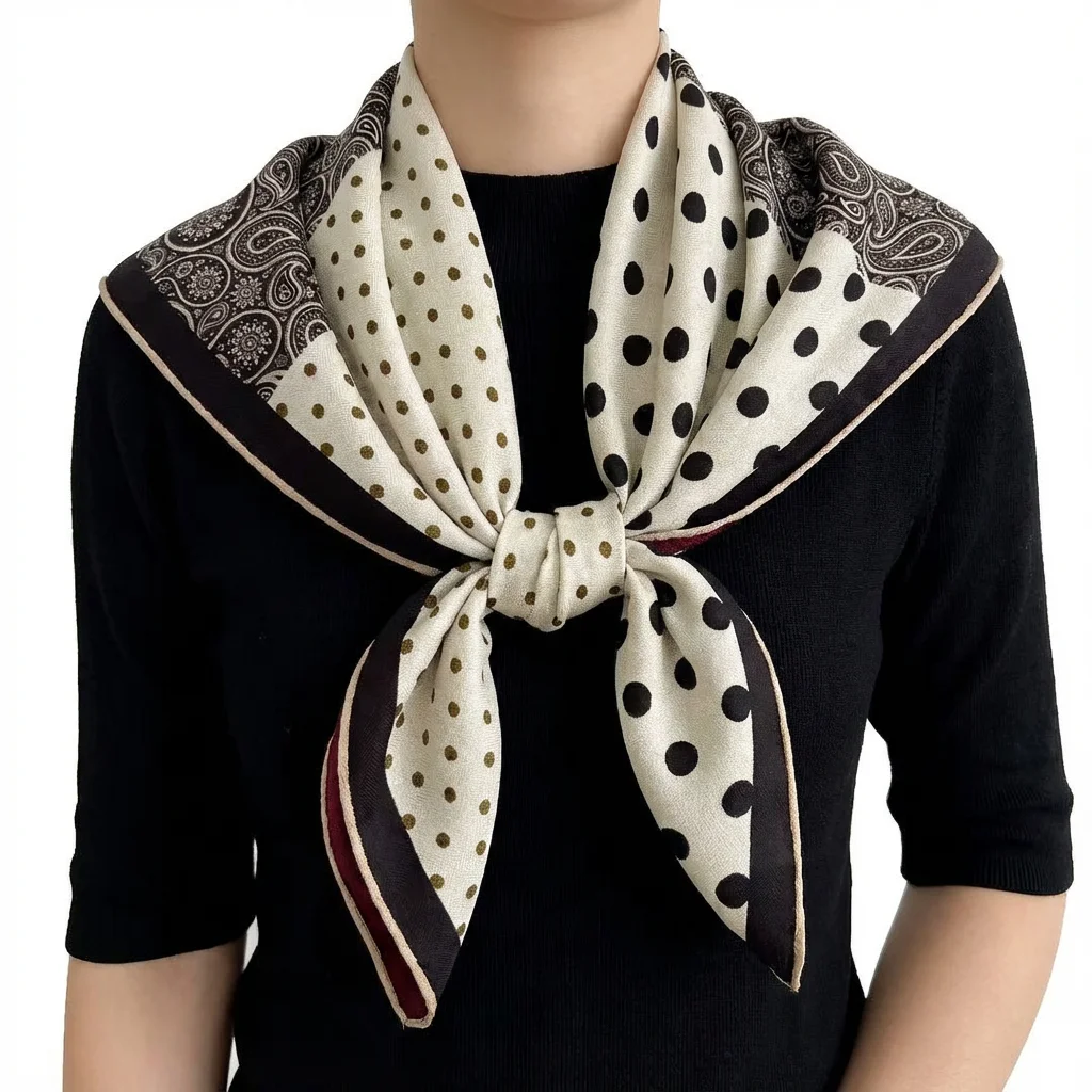 Silk and wool blend printed square scarf(90×90cm) - 图片 2