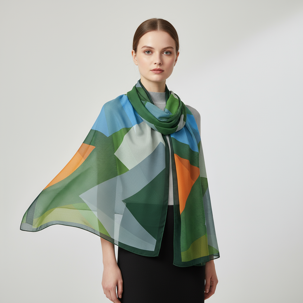 Printed Chiffon Rectangular Scarf (50×160cm) - 图片 2