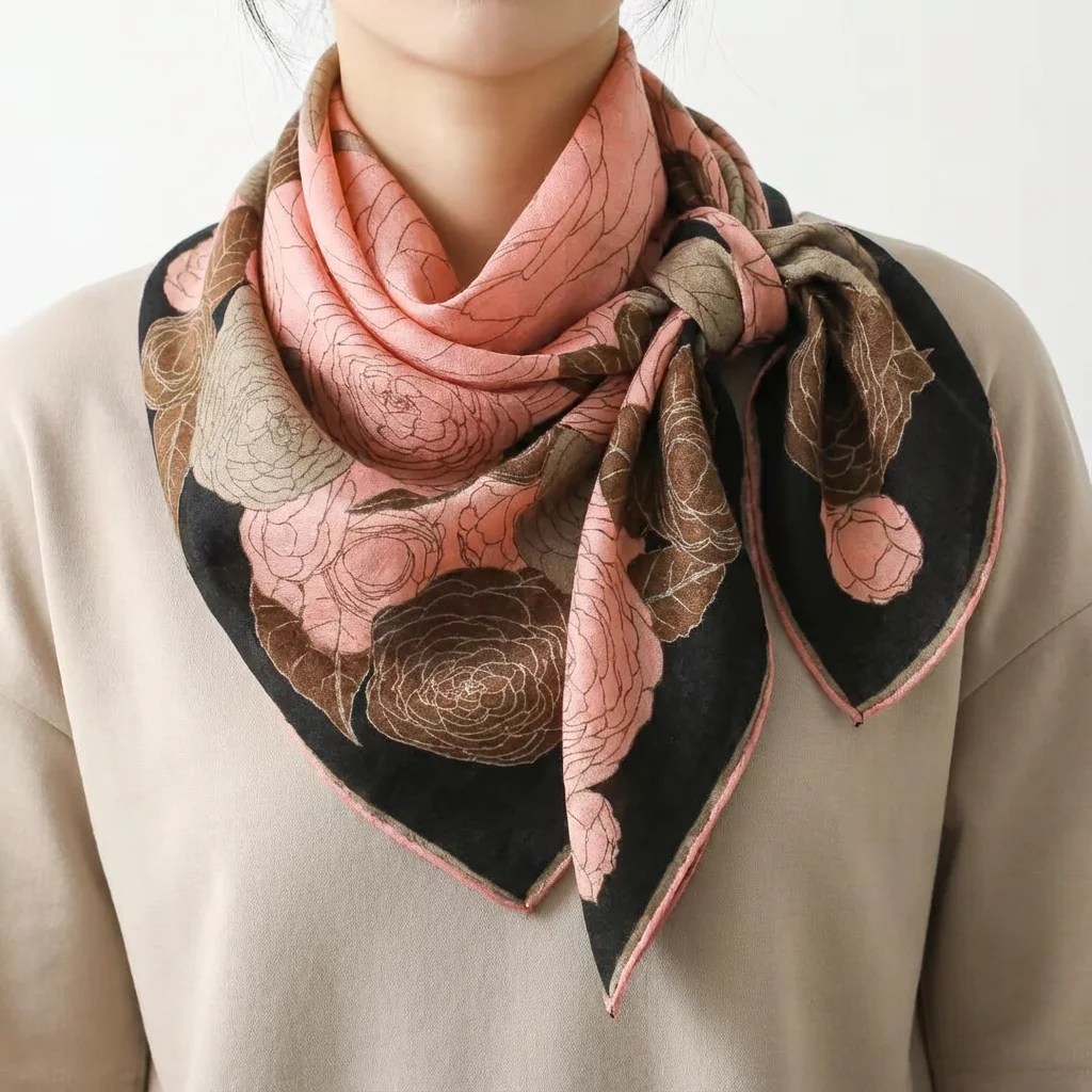 Silk and wool blend printed square scarf(90×90cm) - 图片 3