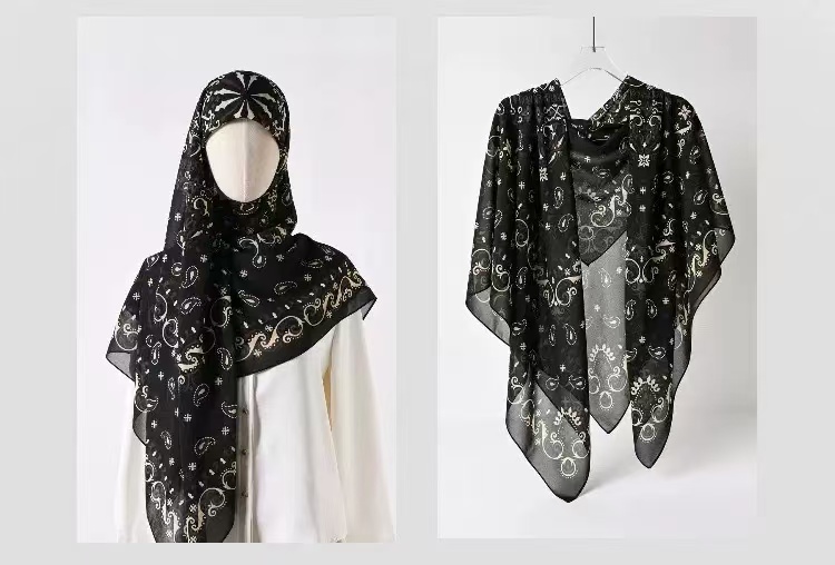 Printed Chiffon Square Scarf(130×130cm) - 图片 3