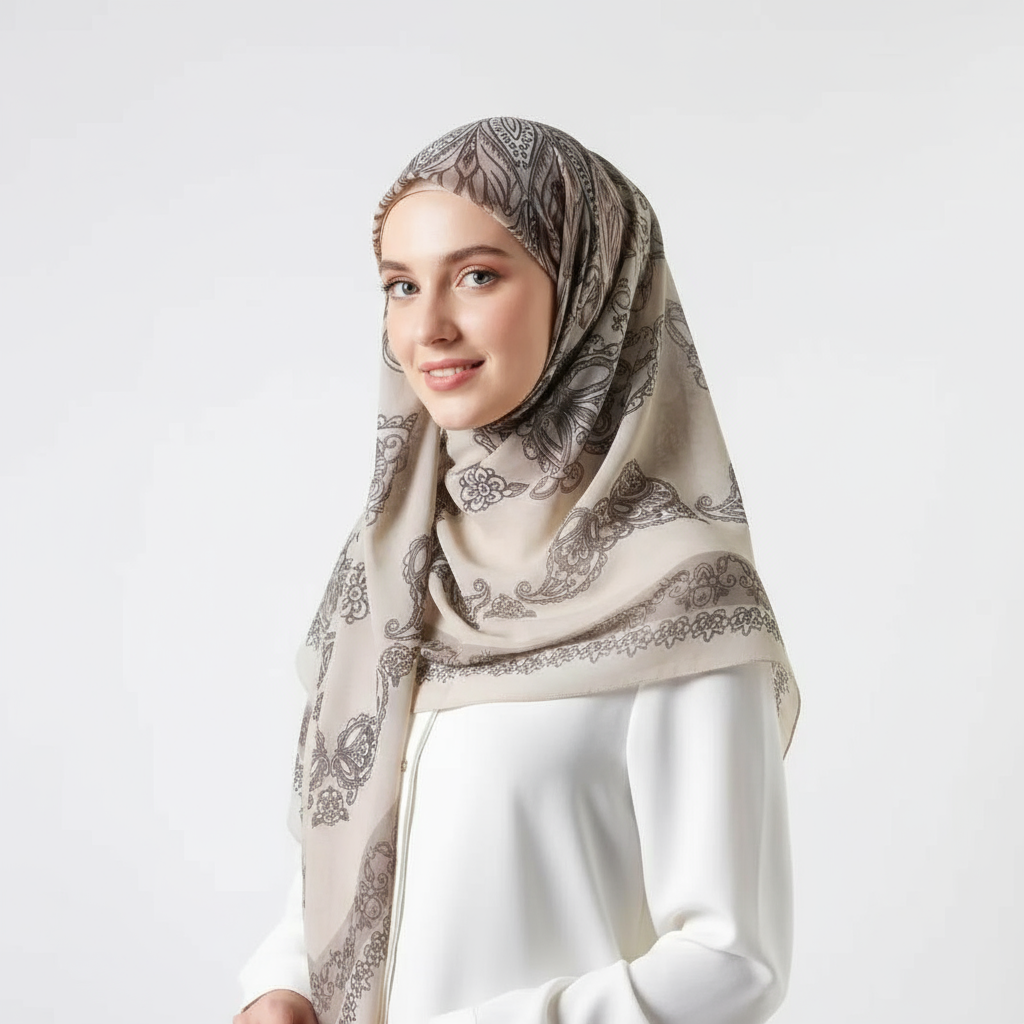 Printed Chiffon Square Scarf(110×110cm) - 图片 2